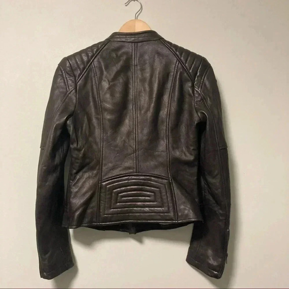 Black Rivet black leather motorbike  jacket - Picture 7 of 7